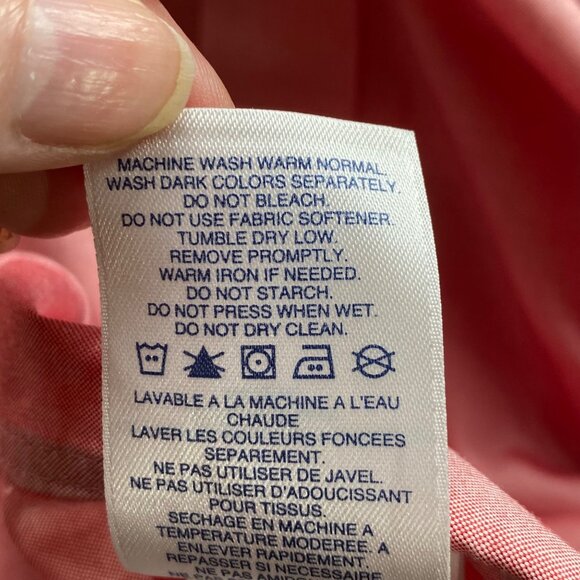 Lands End Shirt Mens 17 35 Pink Supima Cotton No Iron Pinpoint‎ Traditional Fit - Picture 5 of 13